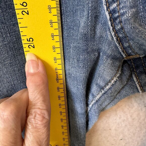 Madewell Jeans Distressed Size 34P 10" High Rise Skinny Blue Raw Hem - Picture 9 of 16